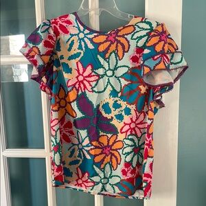 SHEIN Pink and Red Boxy Short Sleeve Blouse